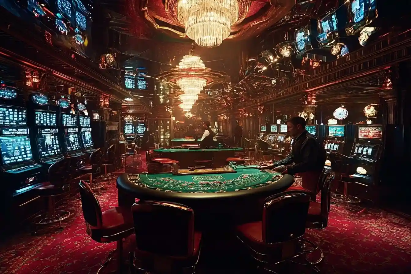 Colorful slot machine interface displaying reels and paylines